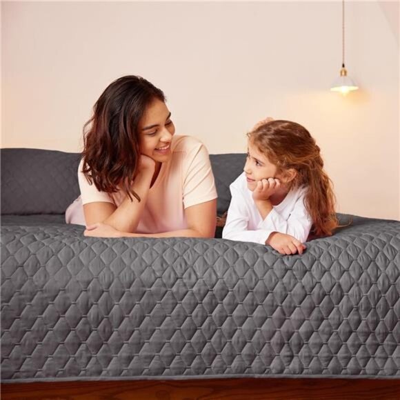 Ultrasonic Reversible Full Queen Quilt Bedding Set with Pillow - Picture 3 of 14